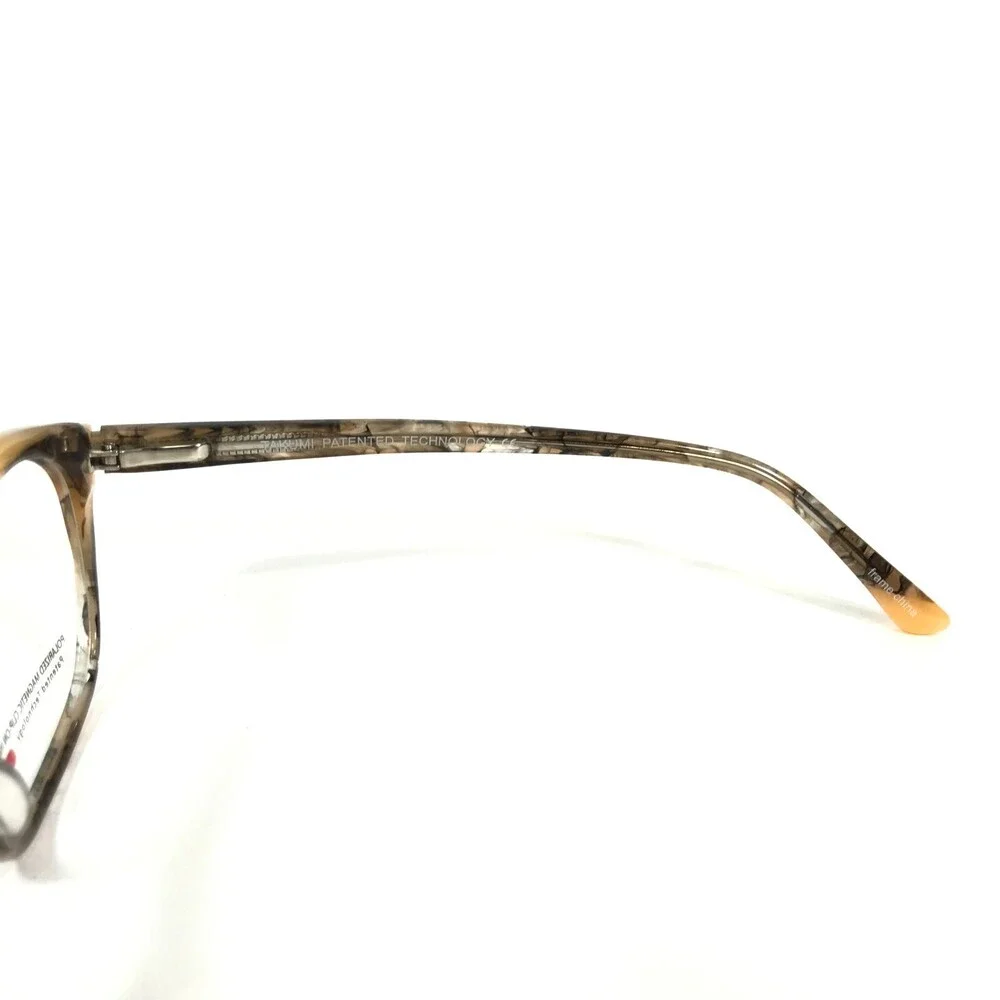 Takumi Eyeglasses Frames TK1145 10 Brown Yellow Marble Horn Geometric 52-19-140